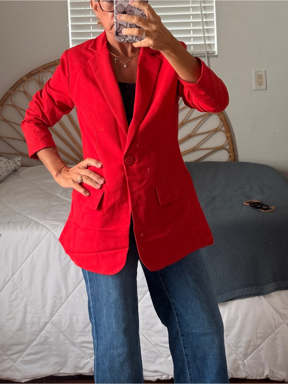Unbranded oversized Women's Red Single Button Blazer Jacket
